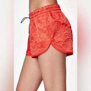 Adidas Originals Satin Red Textured Rose Shorts Womens Size Small